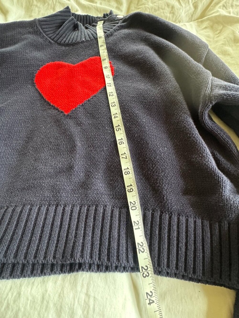 Free Assembly Navy Heart Mock Neck Sweater XL - Picture 2 of 7